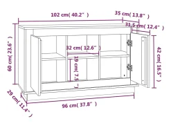 Aparador cómoda cómoda mueble mueble de almacenaje organizador cocina salón salón 102 x 35 x 60 cm madera contrachapada gris 02_0031836