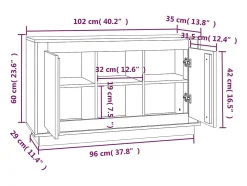Aparador cómoda cómoda mueble mueble de almacenaje organizador cocina salón salón 102 x 35 x 60 cm madera contrachapada gris 02_0031836