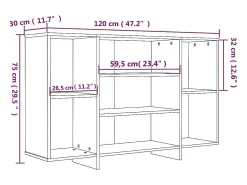 Aparador cómoda cómoda mueble mueble de almacenamiento organizador cocina salón salón Sonoma 120 x 30 x 75 cm madera contrachapada beige 02_0031492