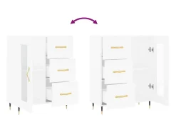 Aparador cómoda cómoda mueble mueble de almacenaje organizador cocina salón salón 69,5 x 34 x 90 cm madera contrachapada blanco 02_0030476