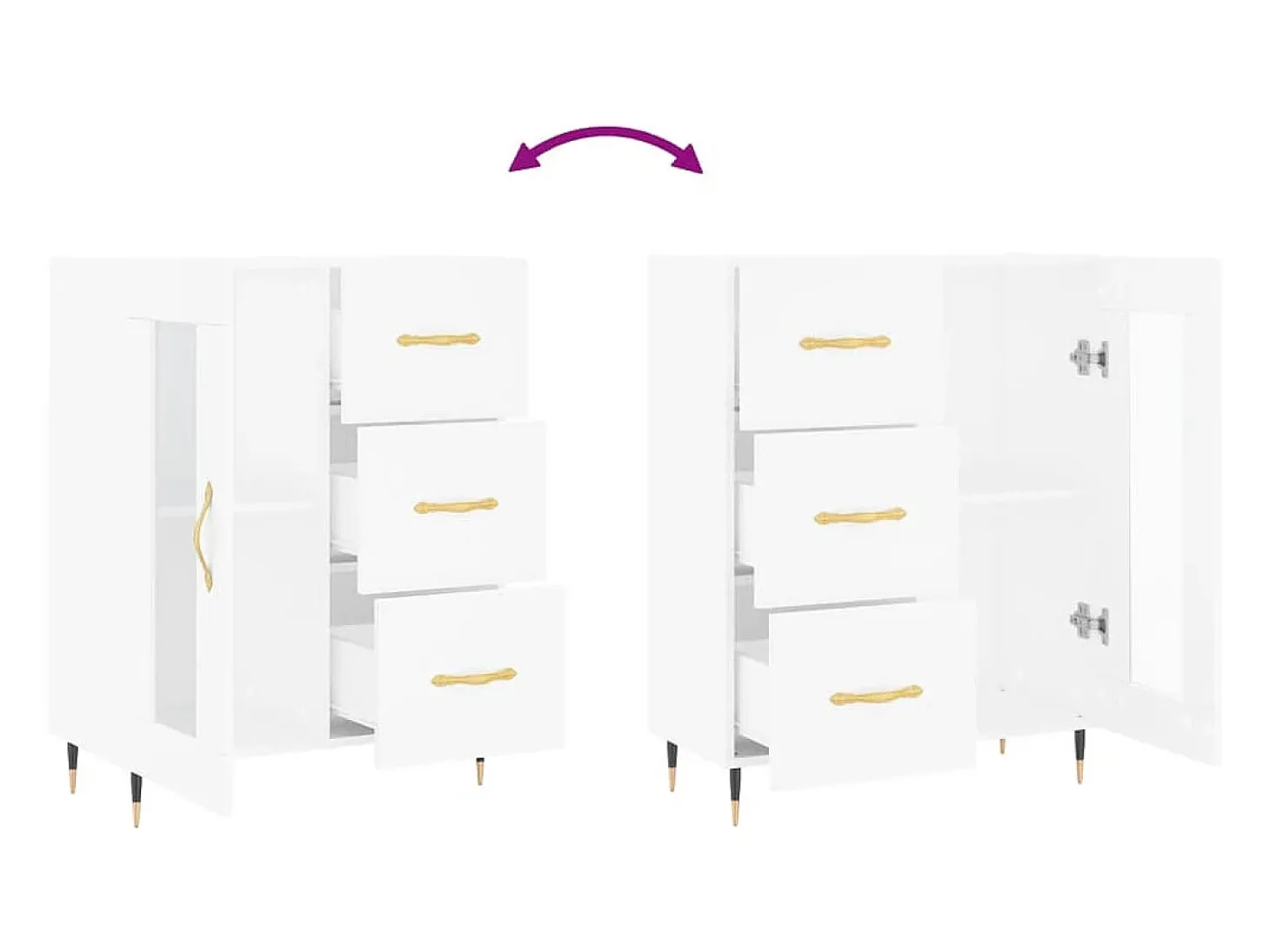 Aparador cómoda cómoda mueble mueble de almacenaje organizador cocina salón salón 69,5 x 34 x 90 cm madera contrachapada blanco 02_0030476