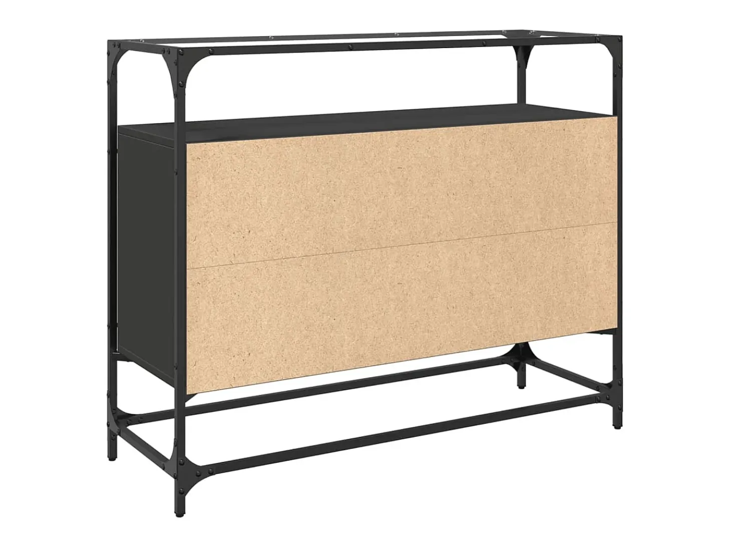 Aparador Cómoda Cómoda Mueble de Almacenamiento Organizador Cocina Salón Salón con Tapa de Cristal 98 x 35 x 81 cm Negro Madera Contrachapada 02_0029767