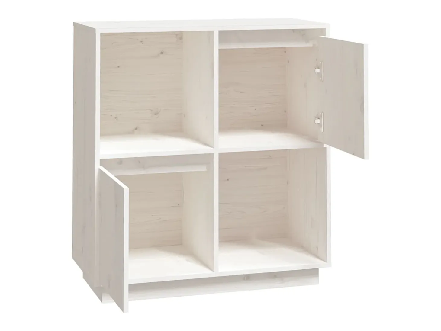 Aparador Cómoda Cómoda Mueble Almacenamiento Organizador Cocina Salón Salón 74 x 35 x 80 cm Madera Maciza de Pino Blanco 02_0030502