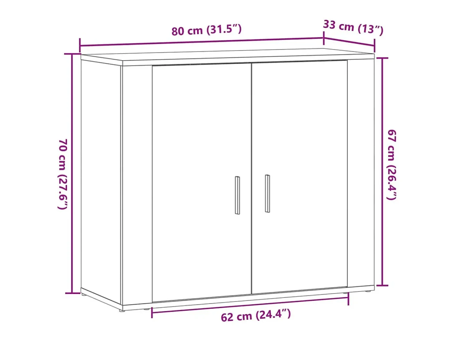 Aparador cómoda cómoda mueble mueble de almacenaje organizador cocina salón salón madera vieja 80 x 33 x 70 cm madera contrachapada marrón 02_0036611