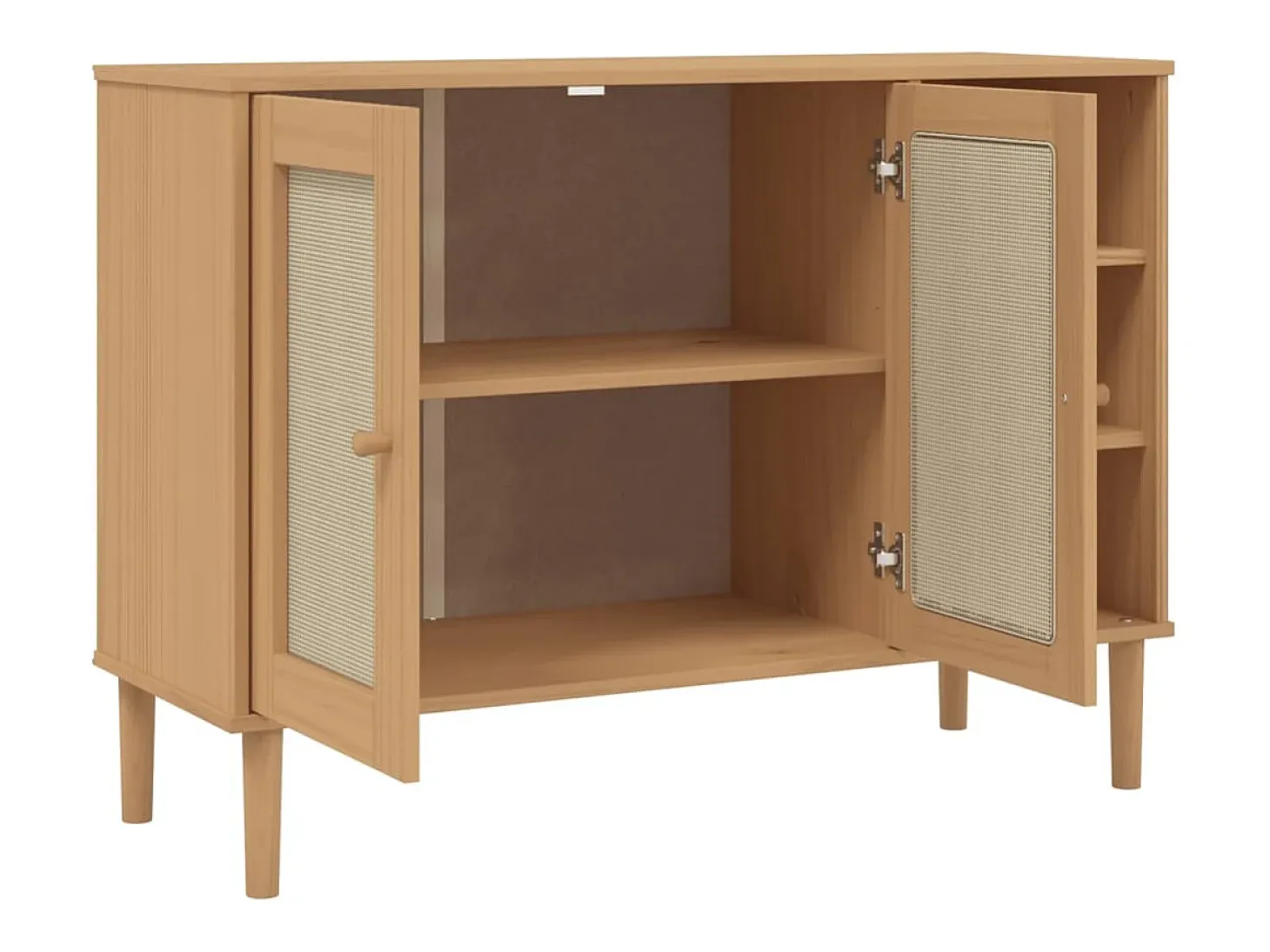 Aparador cómoda cómoda mueble mueble de almacenaje organizador cocina salón salón aspecto ratán 112 x 40 x 80 cm madera maciza de pino marrón 02_0036229