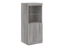 Aparador Cómoda Gabinete Organizador de Almacenamiento Cocina Sala de Estar Sala de Estar con Luces LED 3 Piezas Madera de ingeniería Sonoma Gris 02_0037231