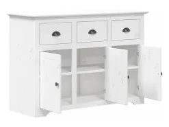 Aparador cómoda mueble almacenaje organizador cocina salón salón BODO 115,5 x 44 x 80 cm madera maciza de pino blanco 02_0030800