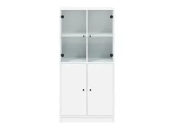 Aparador Cómoda Mueble Almacenamiento Organizador Cocina Salón Salón Alto con Puertas 68 x 37 x 142 cm Blanco Madera Contrachapada 02_0032227