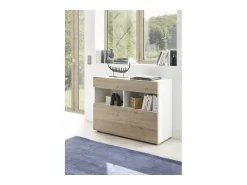 Aparador con 1 cajón y 1 puerta abatible, colección SULTANO, en colores blanco y roble claro, ideal para su salón.