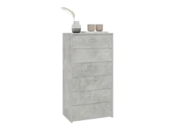 Aparador con 6 cajones Gris hormigón 50x34x96 cm Madera de ingeniería