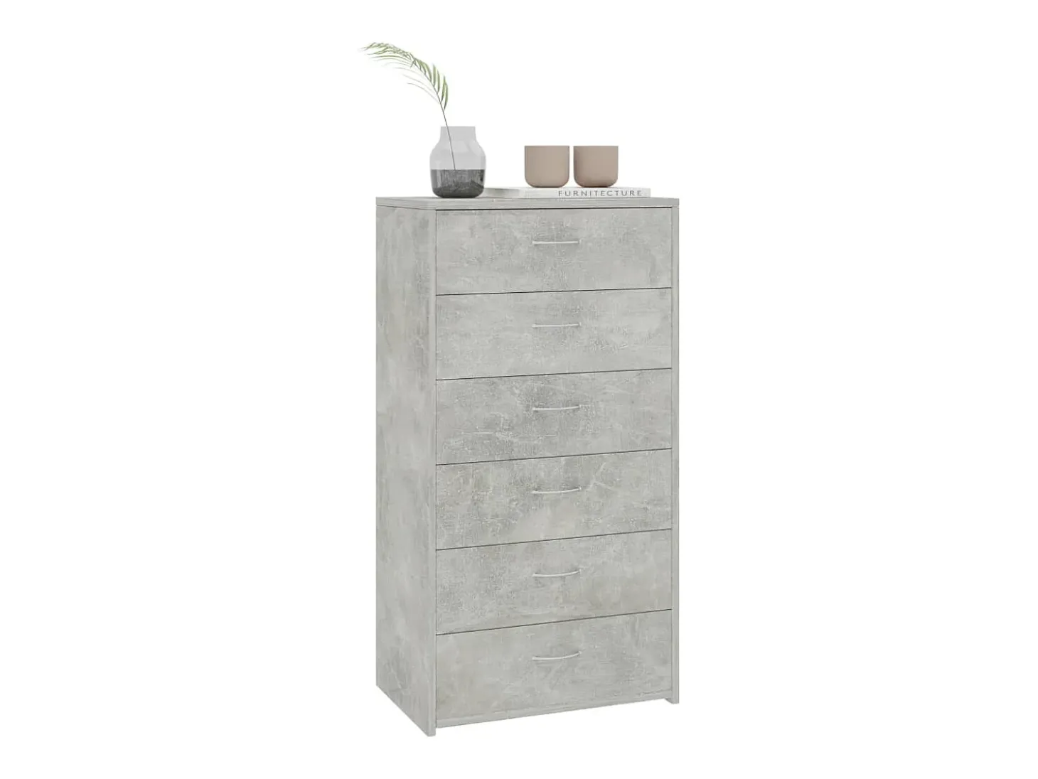 Aparador con 6 cajones Gris hormigón 50x34x96 cm Madera de ingeniería