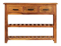 Aparador con 3 cajones madera maciza de acacia 110x30x80 cm ES25338