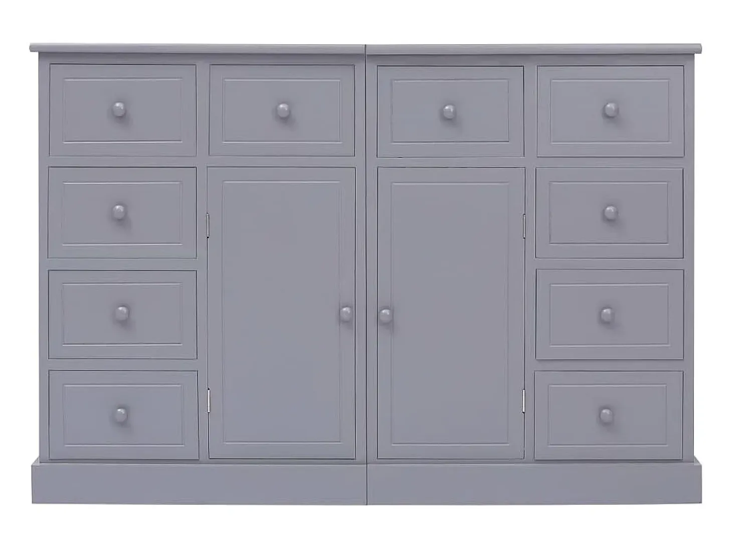 Aparador con 10 cajones madera gris 113x30x79 cm