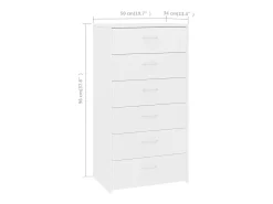 Aparador con 6 cajones madera contrachapada blanco 50x34x96 cm