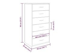 Aparador con 6 cajones madera vieja 50x34x96 cm madera contrachapada