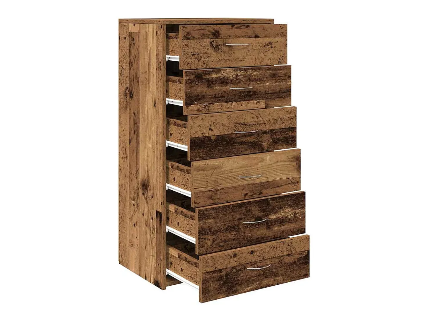 Aparador con 6 cajones madera vieja 50x34x96 cm madera contrachapada