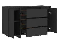 Aparador con 3 cajones Negro 120x41x75 cm Madera de ingeniería