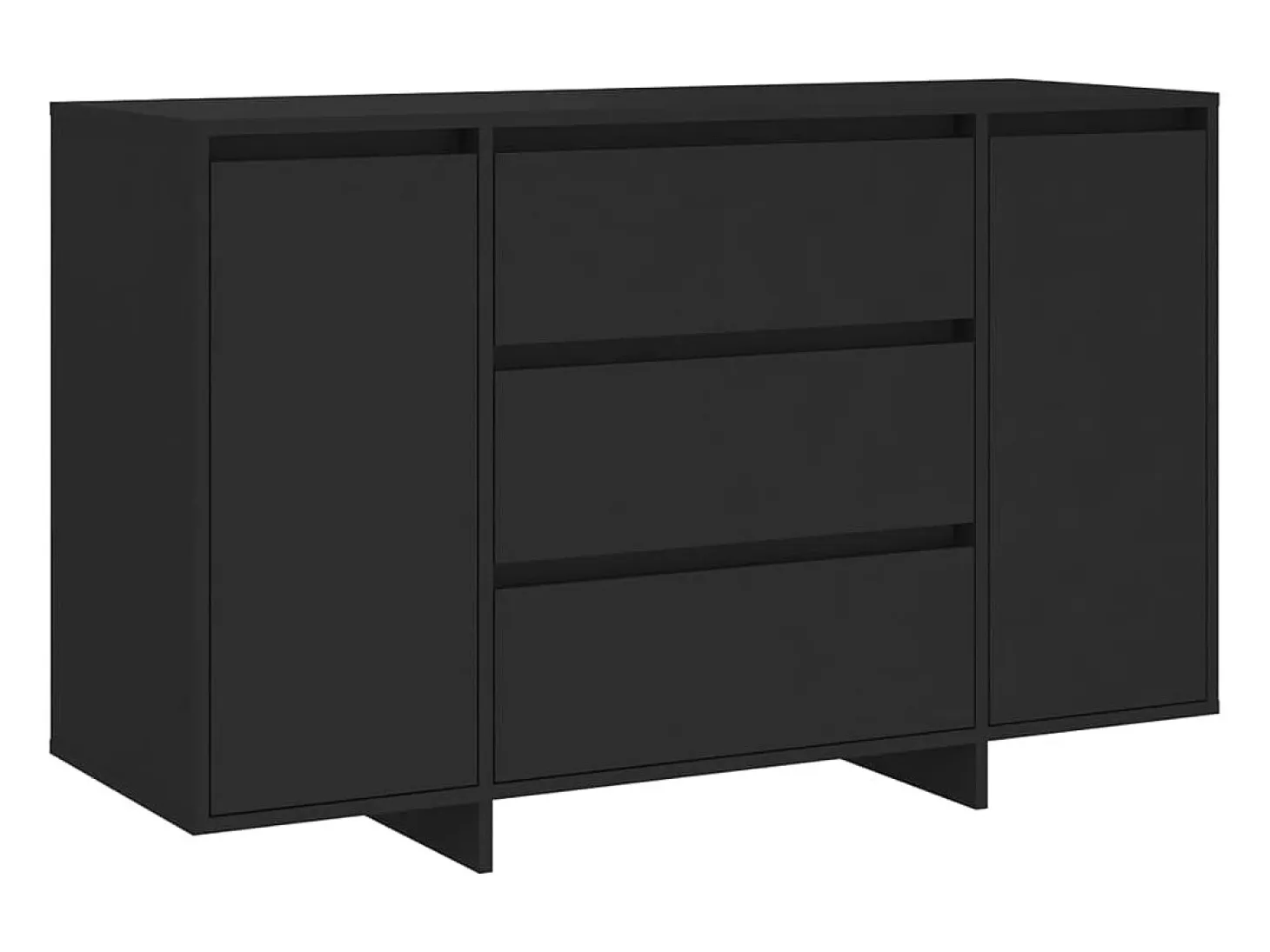 Aparador con 3 cajones Negro 120x41x75 cm Madera de ingeniería
