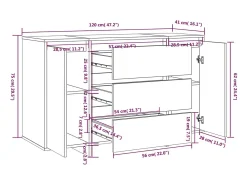 Aparador con 3 cajones Negro 120x41x75 cm Madera de ingeniería