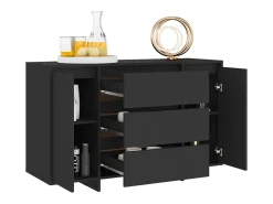 Aparador con 3 cajones Negro 120x41x75 cm Madera de ingeniería