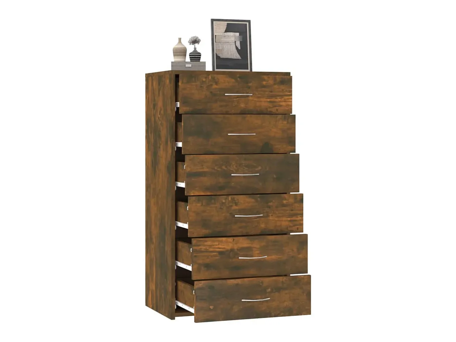 Aparador con 6 cajones Roble ahumado 50x34x96 cm Madera de ingeniería