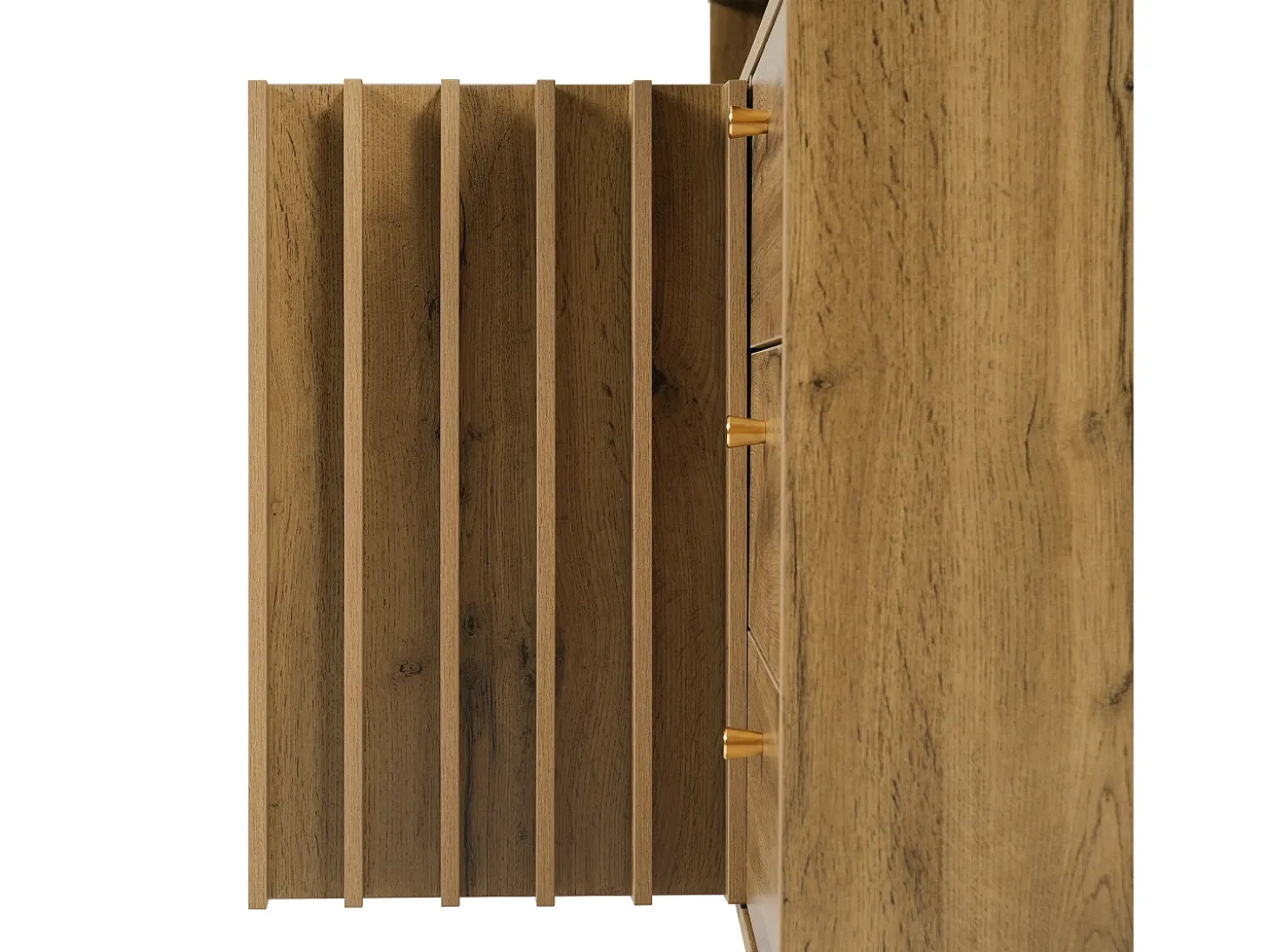 Aparador con 3 cajones y 2 puertas, 120x40x85 cm - Color madera roble oscuro