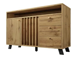 Aparador con 3 cajones y 2 puertas, 120x40x85 cm - Color madera roble oscuro