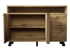 Aparador con 3 cajones y 2 puertas, 120x40x85 cm - Color madera roble oscuro