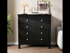 Aparador con 5 cajones y puertas especiales, diseño moderno, MDF, negro (79x39,5x80,5 cm)