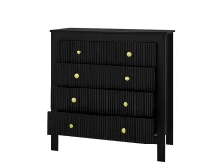 Aparador con 5 cajones y puertas especiales, diseño moderno, MDF, negro (79x39,5x80,5 cm)