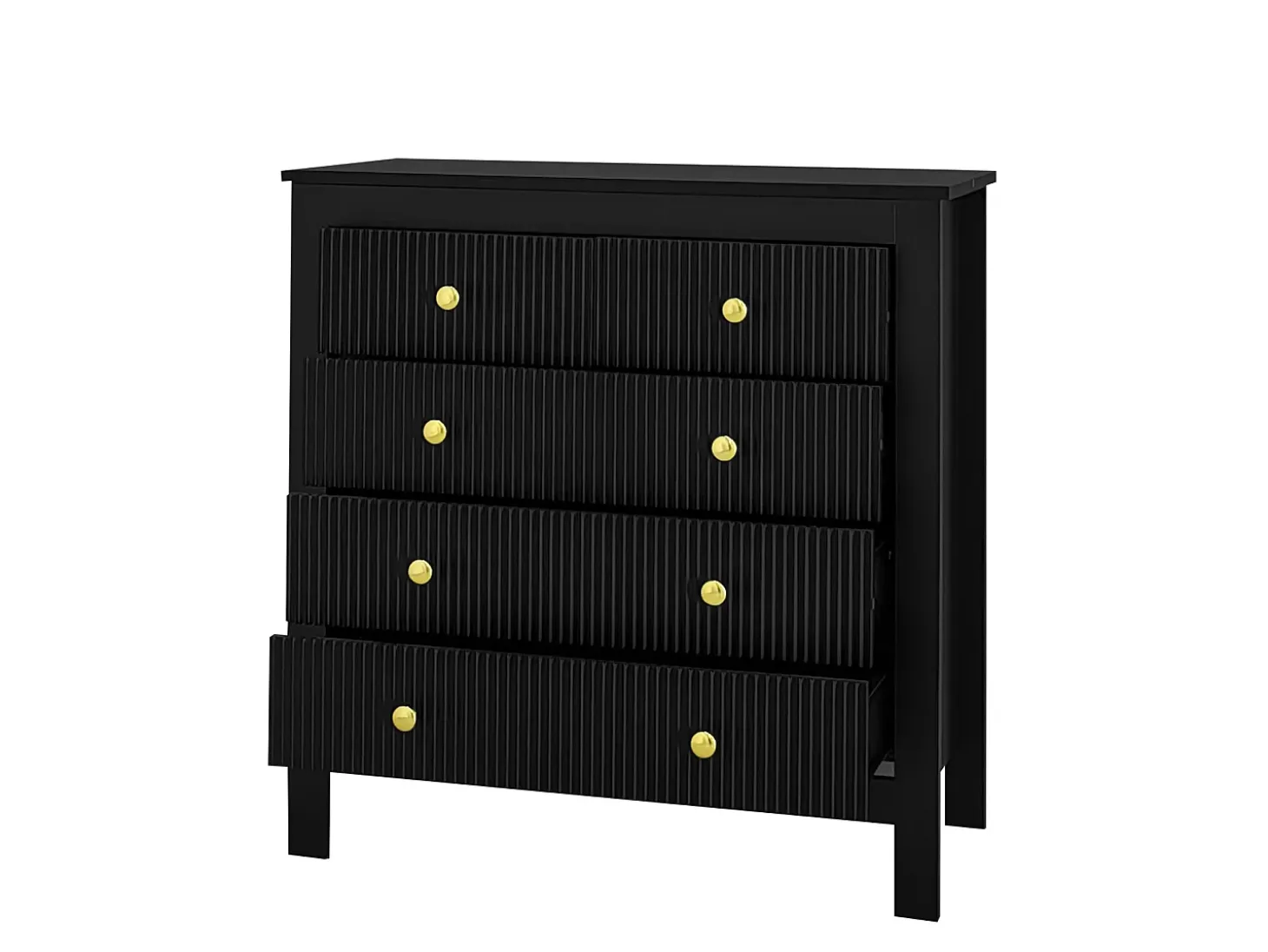 Aparador con 5 cajones y puertas especiales, diseño moderno, MDF, negro (79x39,5x80,5 cm)