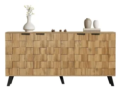 Aparador con 4 puertas - 160,5 x 35,5 x 78 cm - para salón, comedor - Tablero de partículas - Color madera