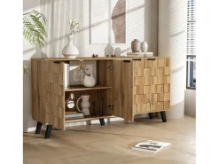 Aparador con 4 puertas - 160,5 x 35,5 x 78 cm - para salón, comedor - Tablero de partículas - Color madera
