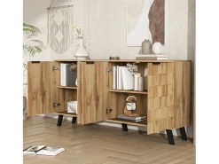 Aparador con 4 puertas - 160,5 x 35,5 x 78 cm - para salón, comedor - Tablero de partículas - Color madera