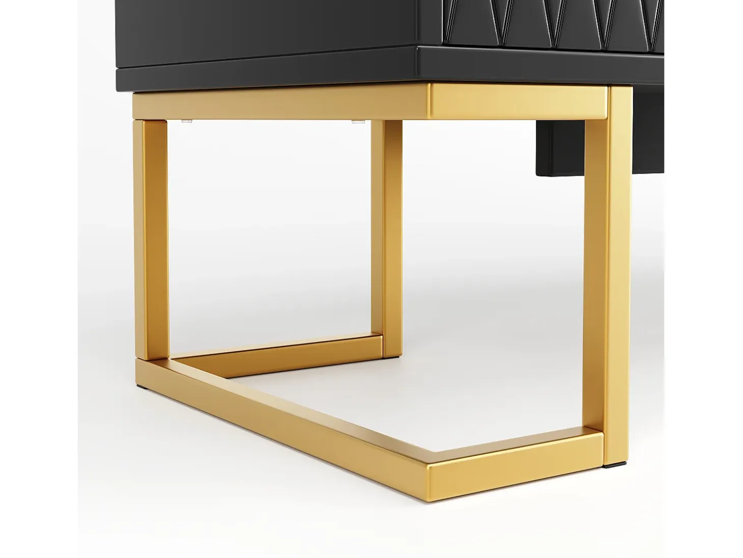 Aparador con 4 puertas - Patas de metal dorado - Estante regulable - Negro