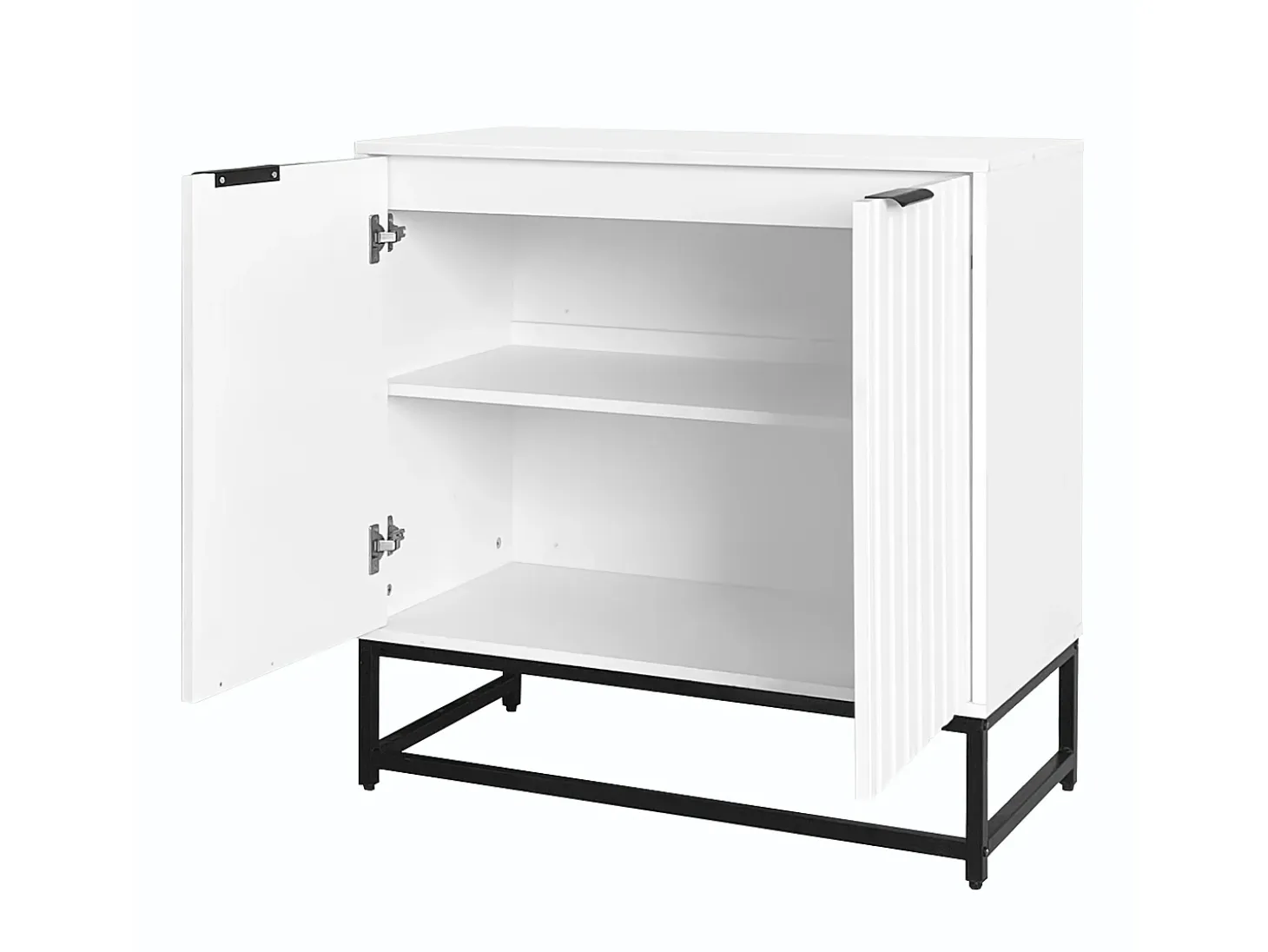 Aparador con 2 puertas - tiradores y pies de metal - para salón, pasillo y comedor - Color: blanco - 80 x 40 x 80 cm