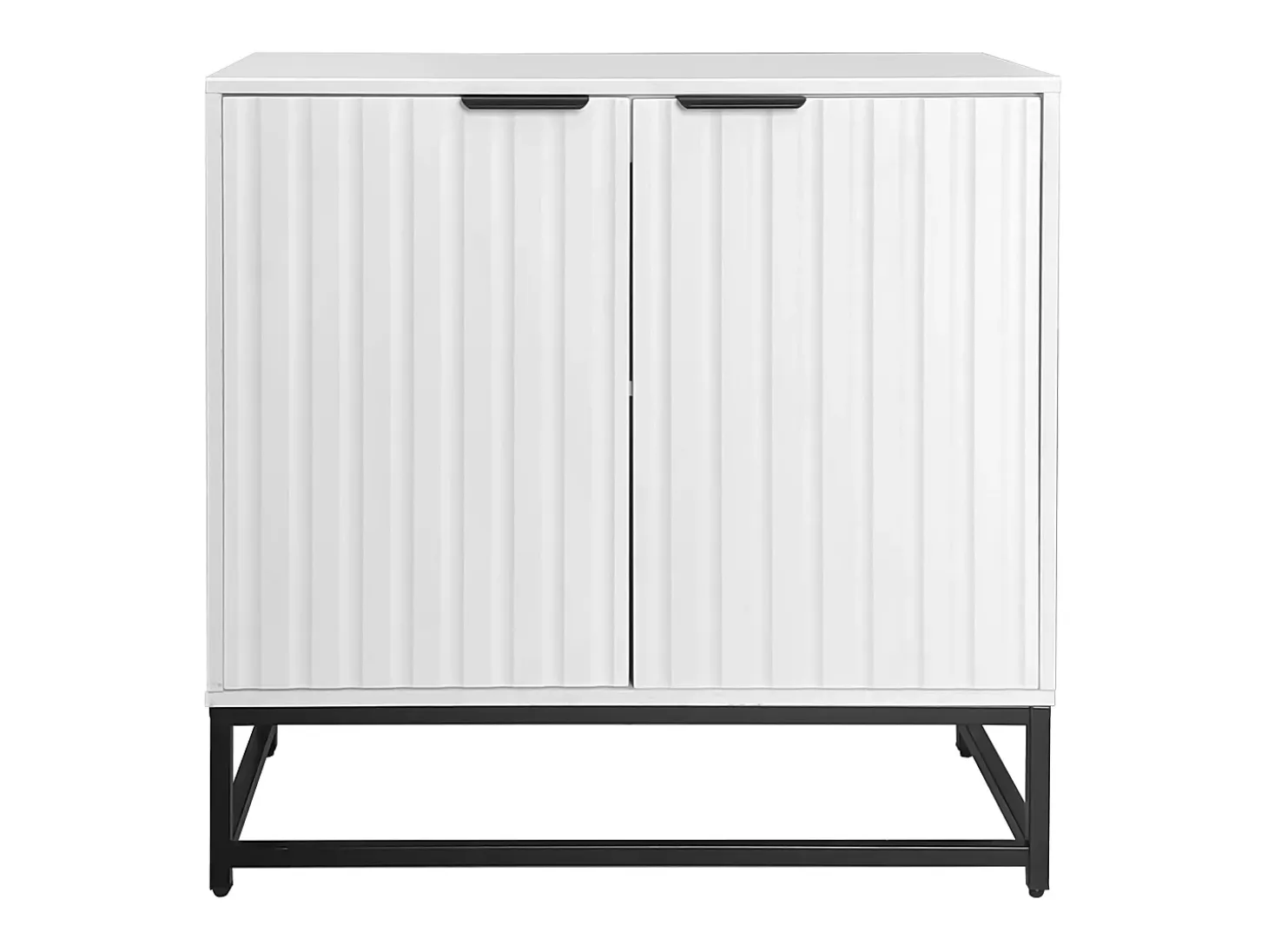 Aparador con 2 puertas - tiradores y pies de metal - para salón, pasillo y comedor - Color: blanco - 80 x 40 x 80 cm
