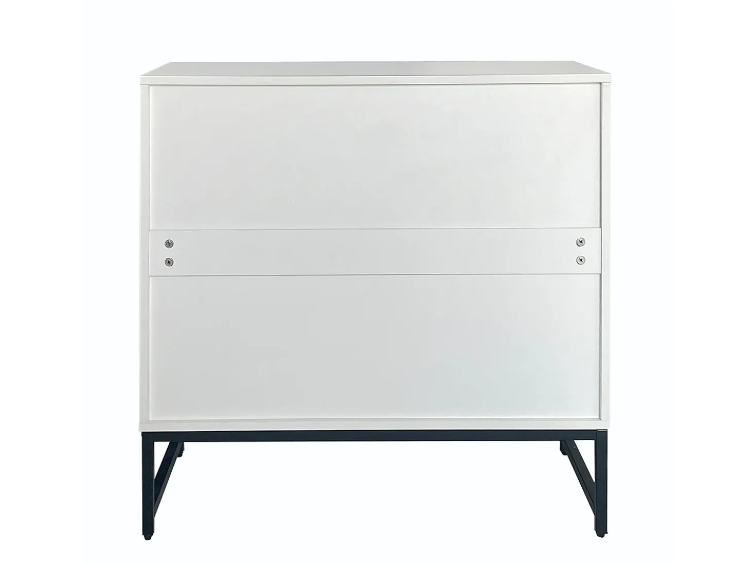 Aparador con 2 puertas - tiradores y pies de metal - para salón, pasillo y comedor - Color: blanco - 80 x 40 x 80 cm