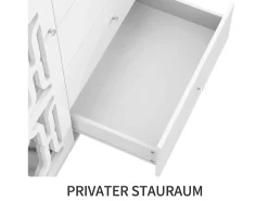 Aparador con 2 puertas con espejo y 4 cajones en MDF - tiradores de cristal - lacado blanco