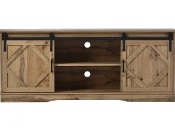 Aparador con 2 puertas correderas + compartimentos - estantes regulables - Natural