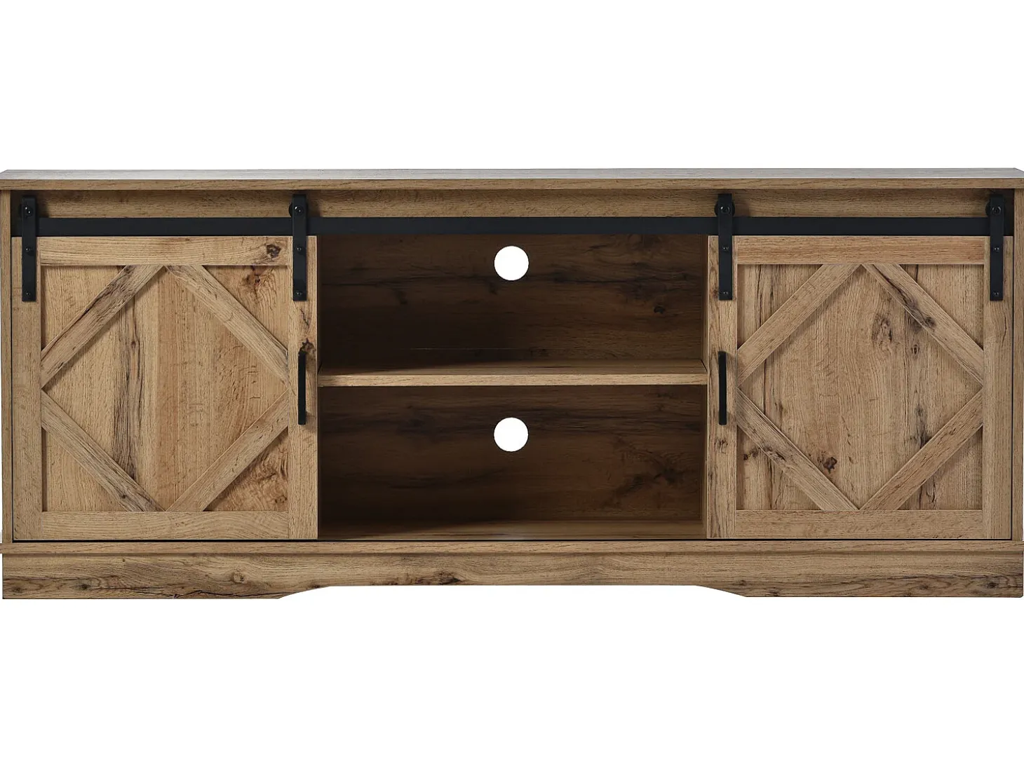 Aparador con 2 puertas correderas + compartimentos - estantes regulables - Natural