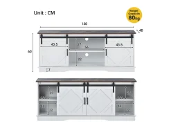 Aparador con 2 puertas correderas + compartimentos - estantes regulables - Blanco