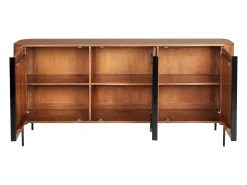 Aparador con 3 puertas de madera de mango y metal - Natural y negro - BALIMELA