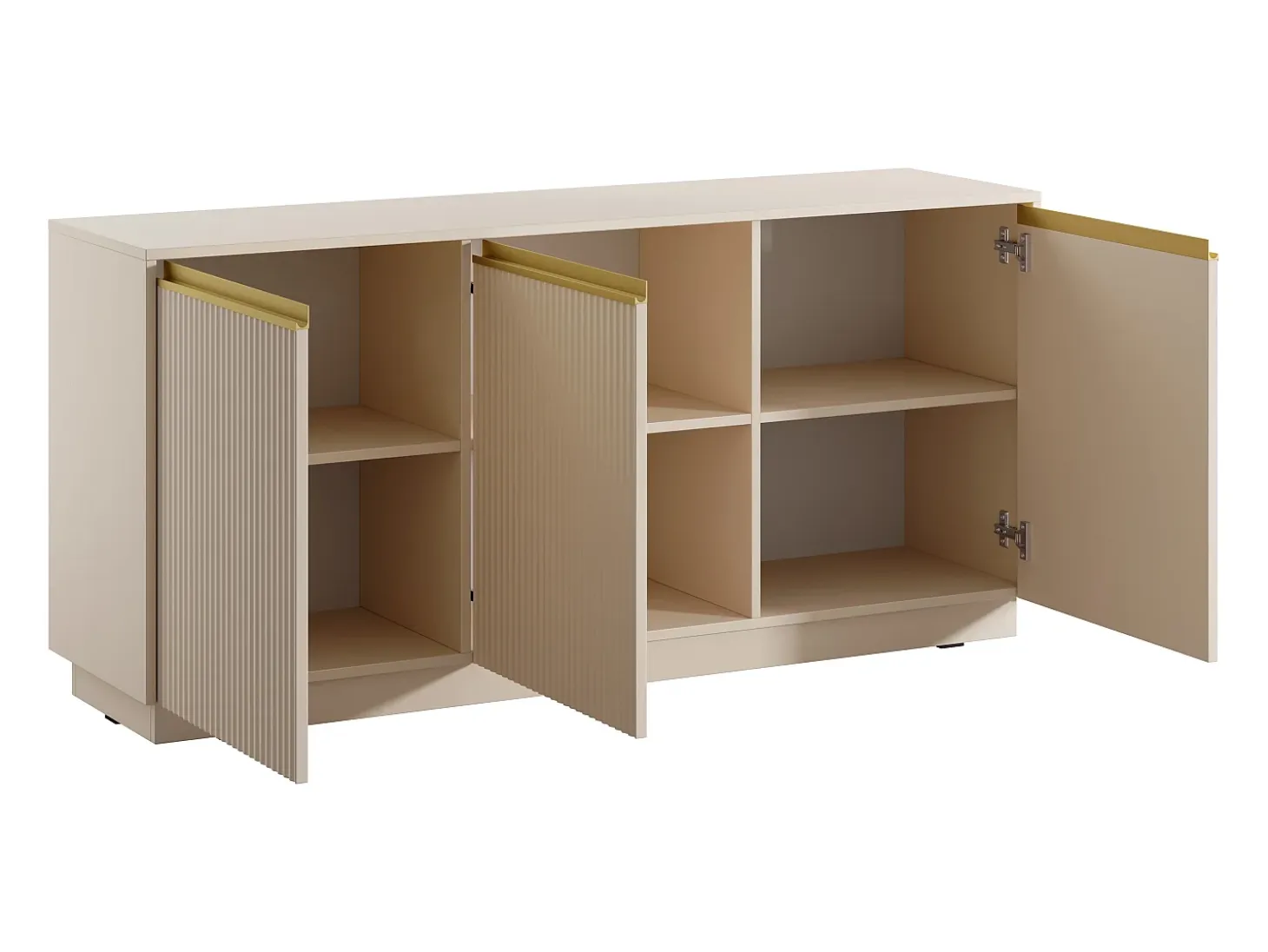 Aparador con 3 puertas de MDF - Beige y Dorado - POSINIA