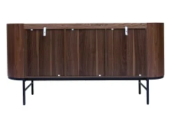 Aparador con 3 puertas de nogal oscuro y metal negro 160 cm SKYE