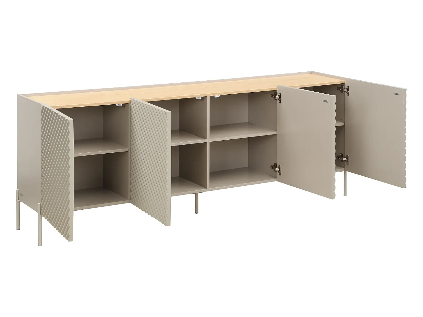 Aparador con 4 puertas de MDF - Beige y natural claro - TASIBA
