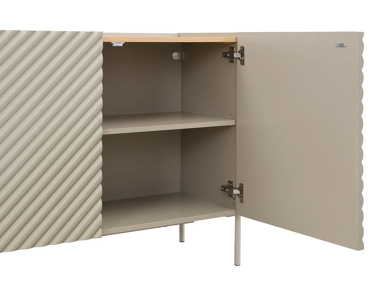 Aparador con 4 puertas de MDF - Beige y natural claro - TASIBA