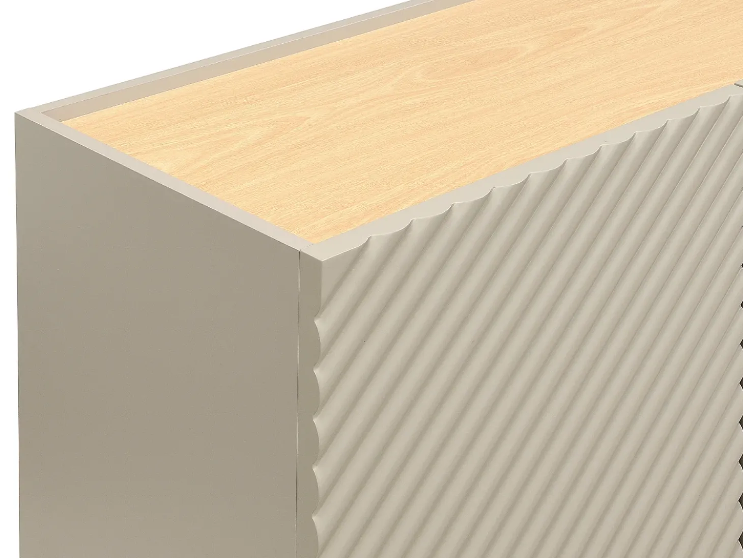 Aparador con 4 puertas de MDF - Beige y natural claro - TASIBA