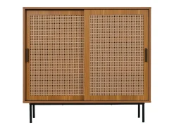 Aparador con 2 puertas, diseño moderno, madera, color nogal, con estantes regulables (100x40x90 cm)
