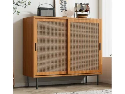 Aparador con 2 puertas, diseño moderno, madera, color nogal, con estantes regulables (100x40x90 cm)